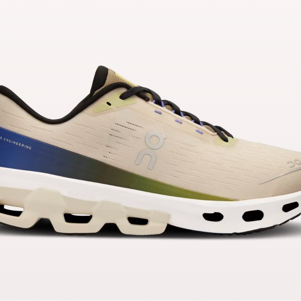 On Running Beige and Blue Sneakers